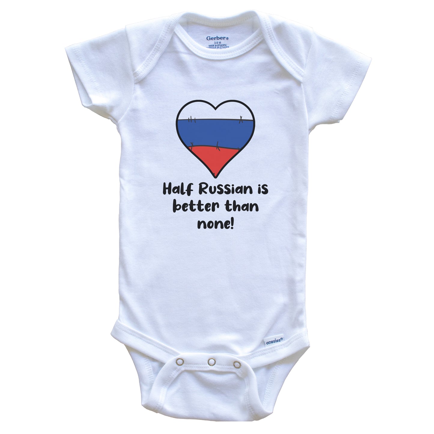 Half Russian Is Better Than None Russia Flag Heart Baby Onesie