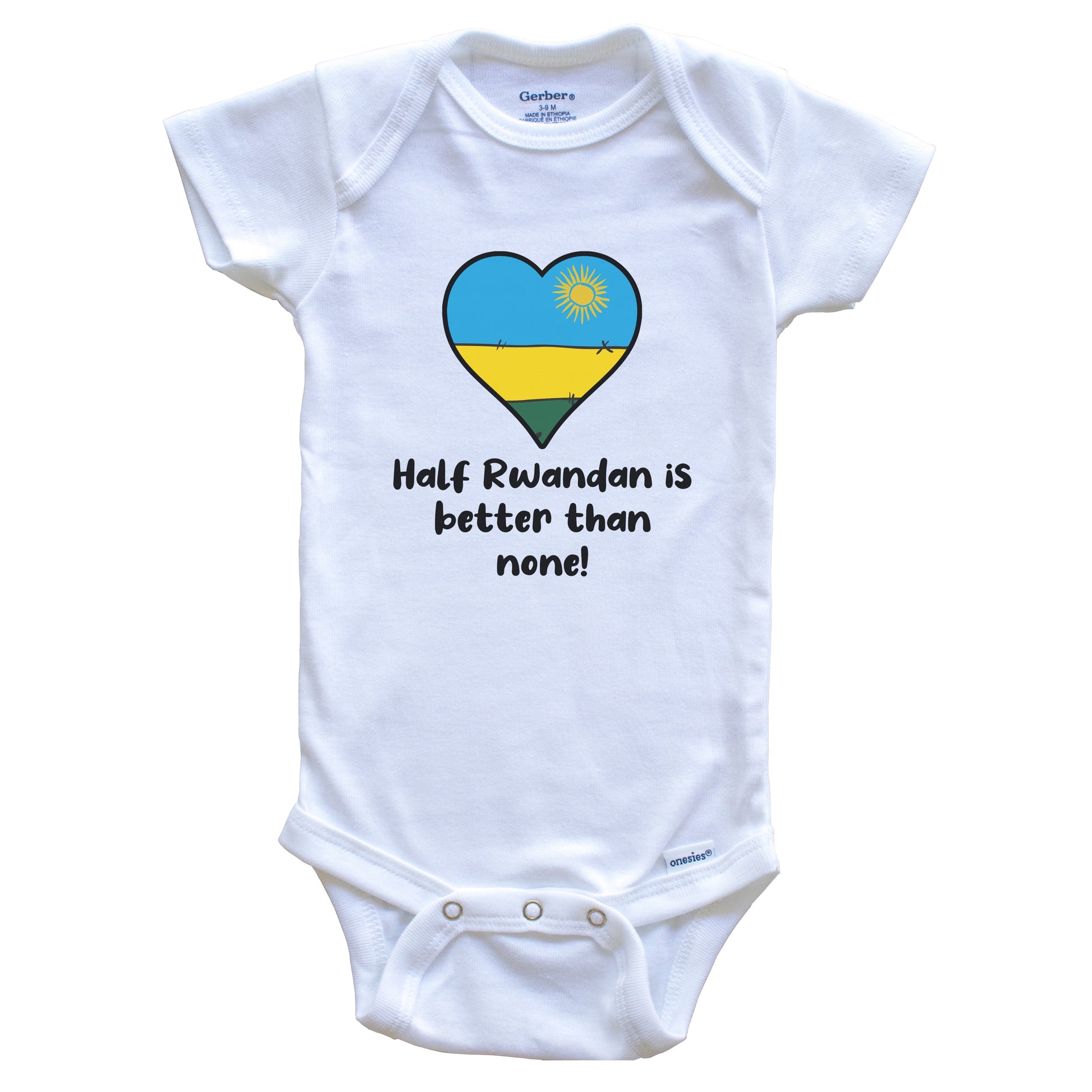 Half Rwandan Is Better Than None Rwanda Flag Heart Baby Onesie
