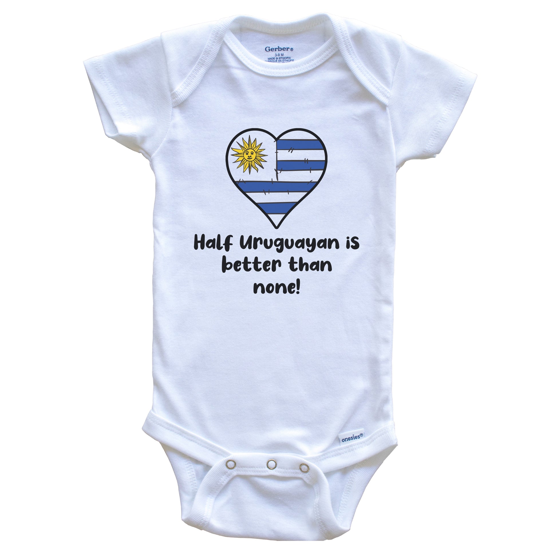 Half Uruguayan Is Better Than None Uruguay Flag Heart Baby Onesie