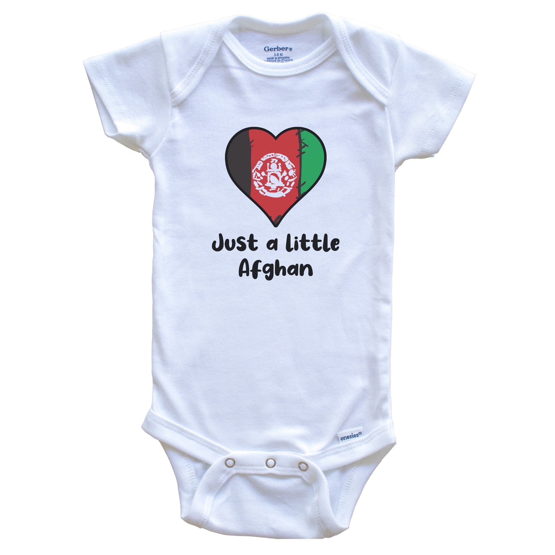 Just A Little Afghan Afghanistan Flag Heart Baby Onesie