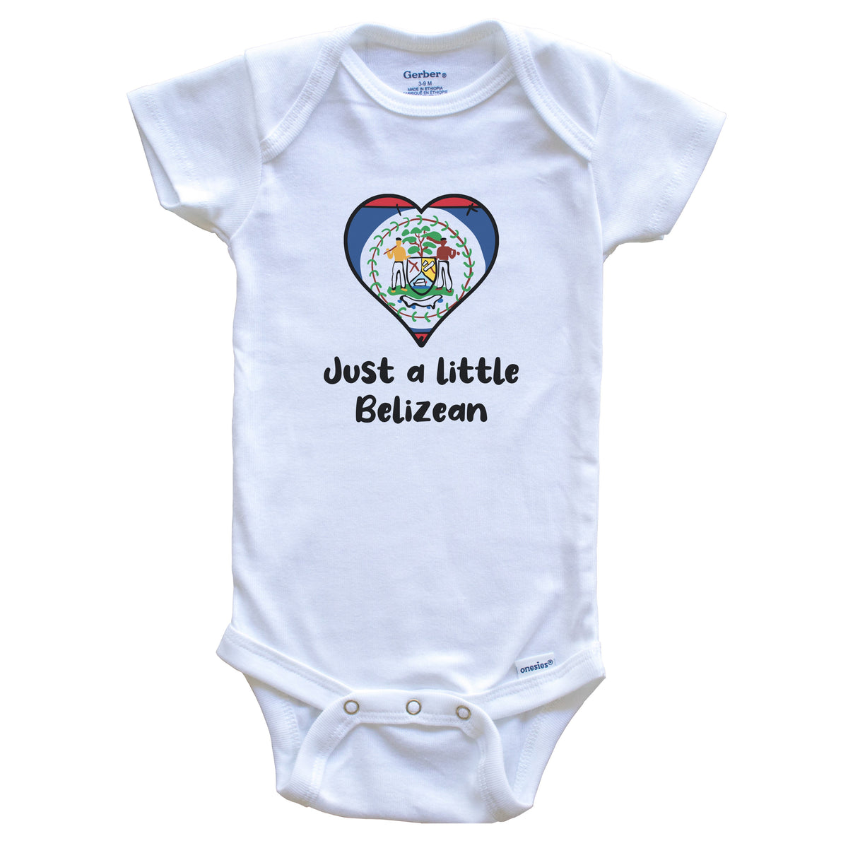Just A Little Belizean Belize Flag Heart Baby Onesie