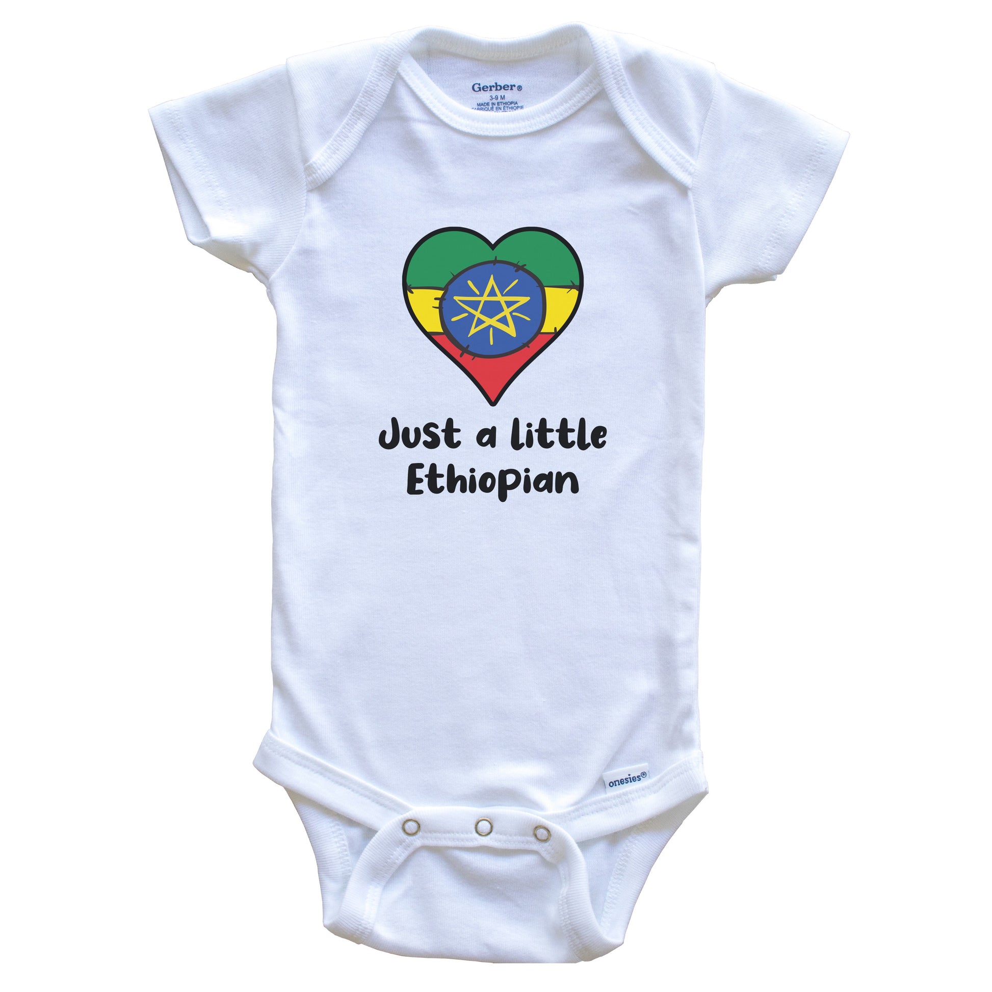 Just A Little Ethiopian Ethiopia Flag Heart Baby Onesie
