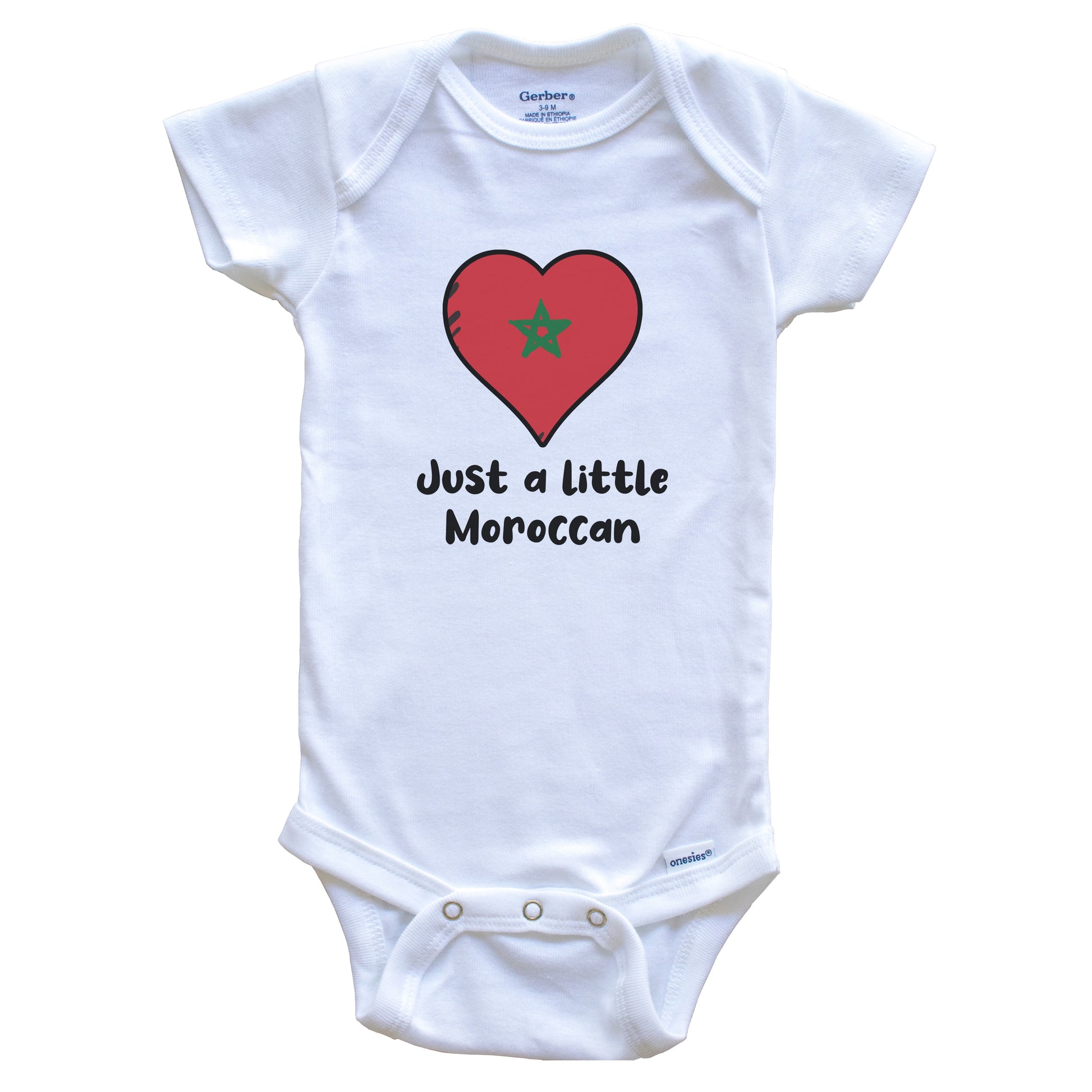 Just A Little Moroccan Morocco Flag Heart Baby Onesie