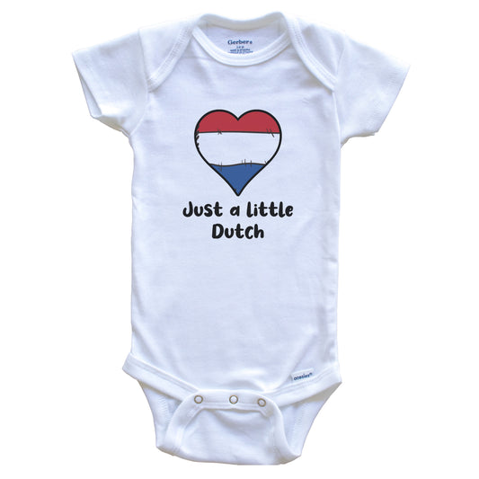 Just A Little Dutch Netherlands Flag Heart Baby Onesie