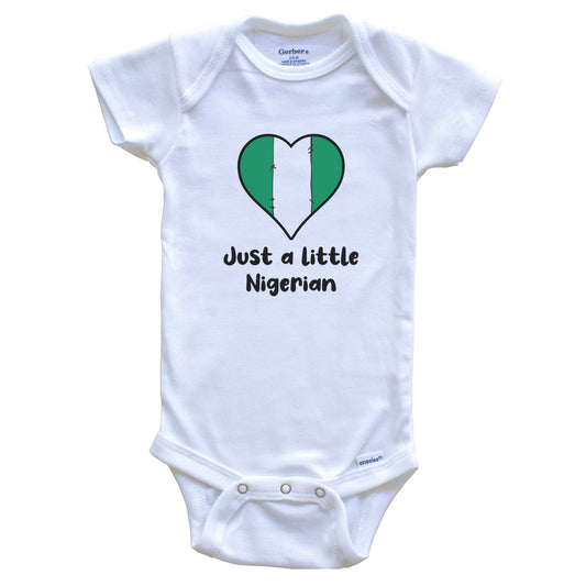 Just A Little Nigerian Nigeria Flag Heart Baby Onesie