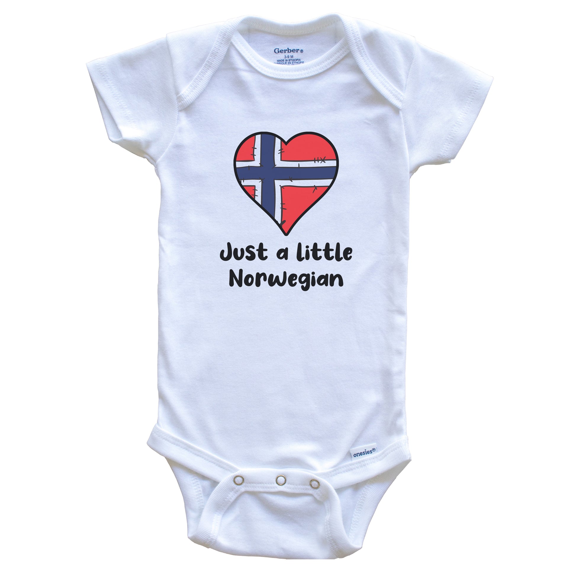 Just A Little Norwegian Norway Flag Heart Baby Onesie
