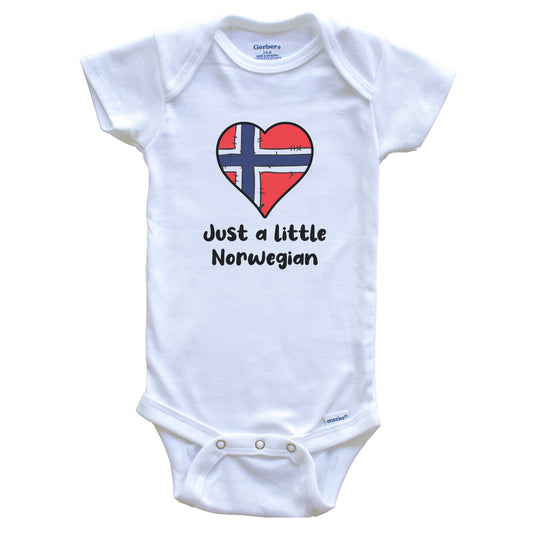 Just A Little Norwegian Norway Flag Heart Baby Onesie