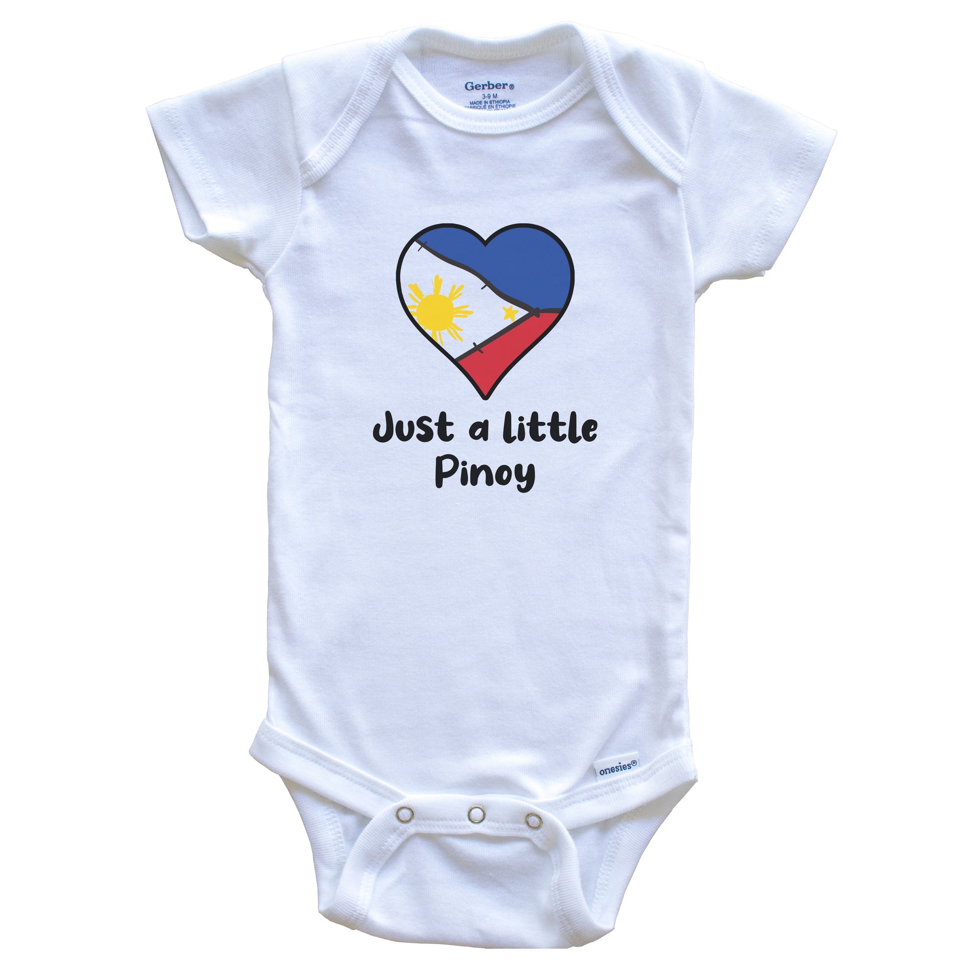 Just A Little Pinoy Philippines Flag Heart Baby Onesie