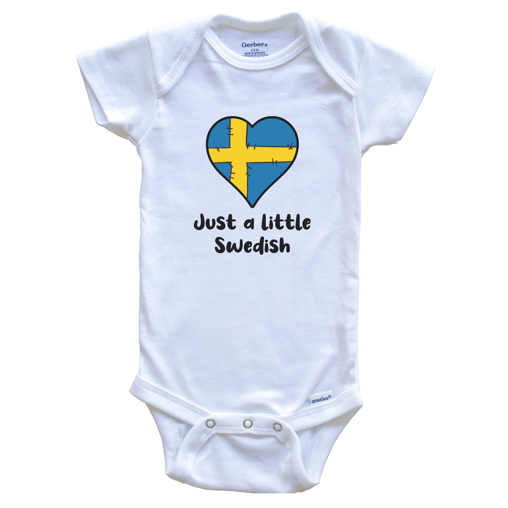 Just A Little Swedish Sweden Flag Heart Baby Onesie