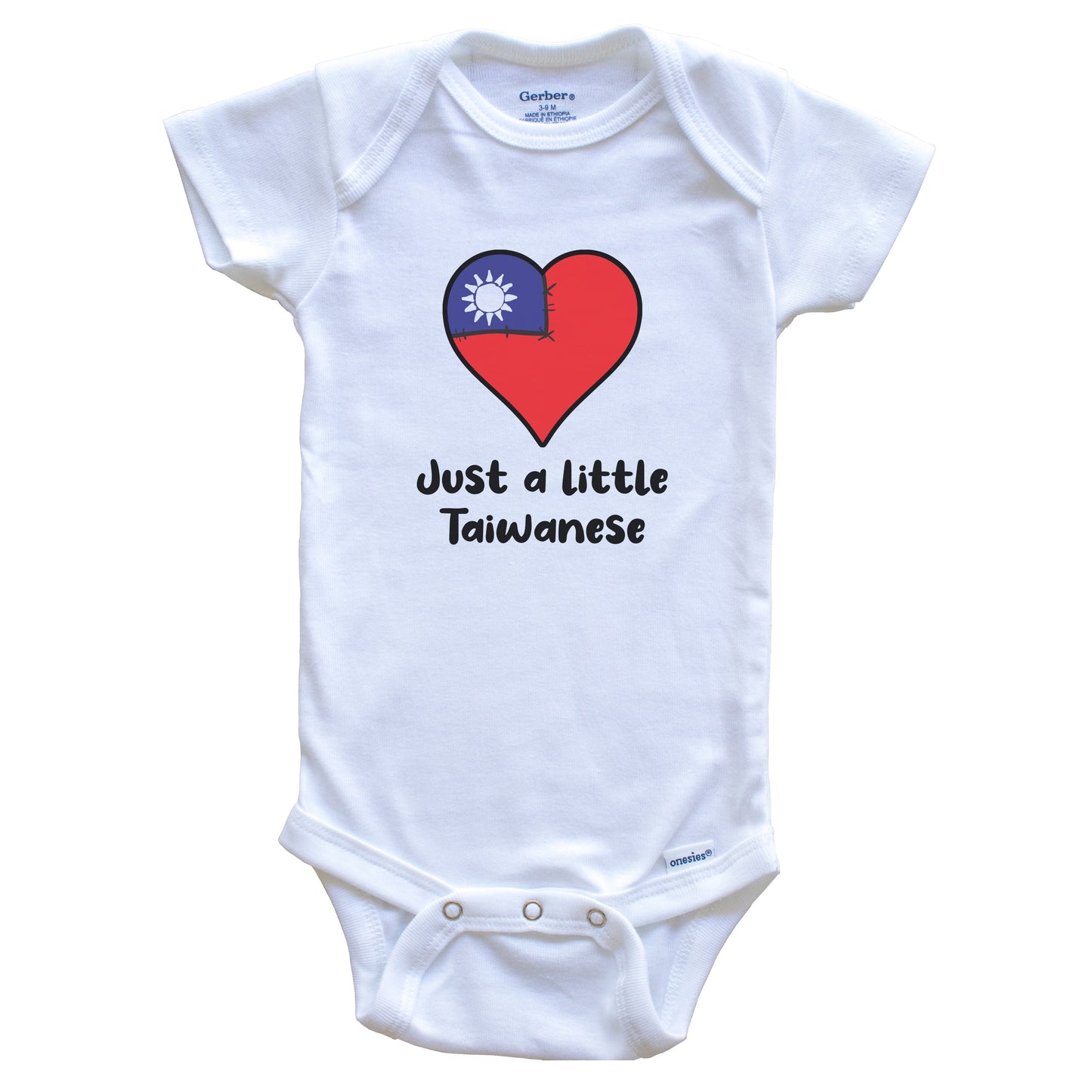 Just A Little Taiwanese Taiwan Flag Heart Baby Onesie