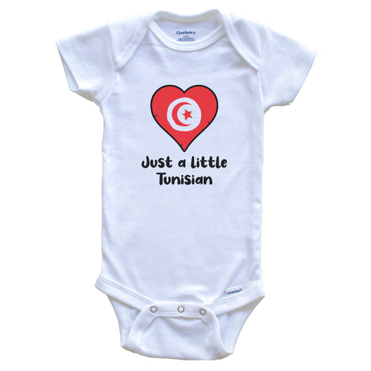 Just A Little Tunisian Tunisia Flag Heart Baby Onesie