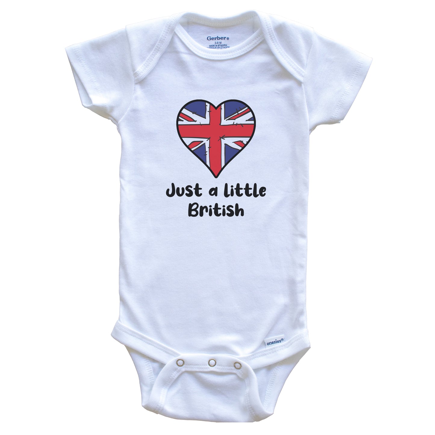 Just A Little British United Kingdom Flag Heart Baby Onesie