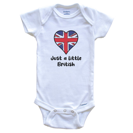 Just A Little British United Kingdom Flag Heart Baby Onesie