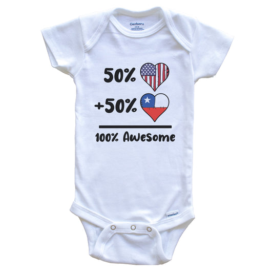 50% American 50% Chilean 100% Awesome Chile Heart Flag Baby Onesie