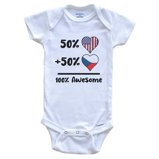 50% American 50% Czech 100% Awesome Czech Republic Heart Flag Baby Onesie