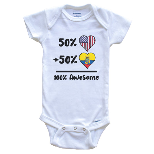 50% American 50% Ecuadorian 100% Awesome Ecuador Heart Flag Baby Onesie