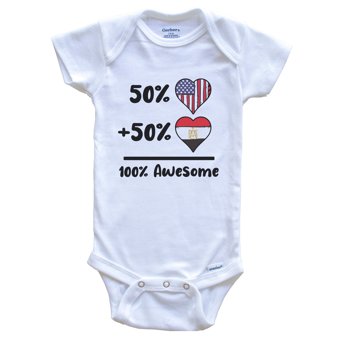 50% American 50% Egyptian 100% Awesome Egypt Heart Flag Baby Onesie