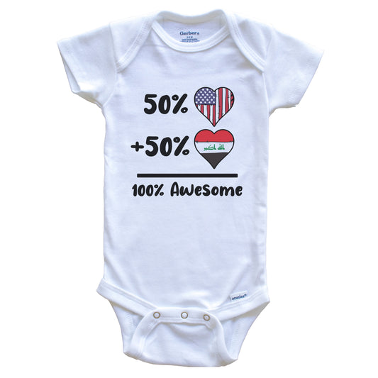 50% American 50% Iraqi 100% Awesome Iraq Heart Flag Baby Onesie