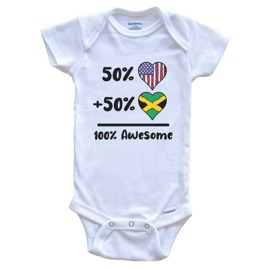 50% American 50% Jamaican 100% Awesome Jamaica Heart Flag Baby Onesie