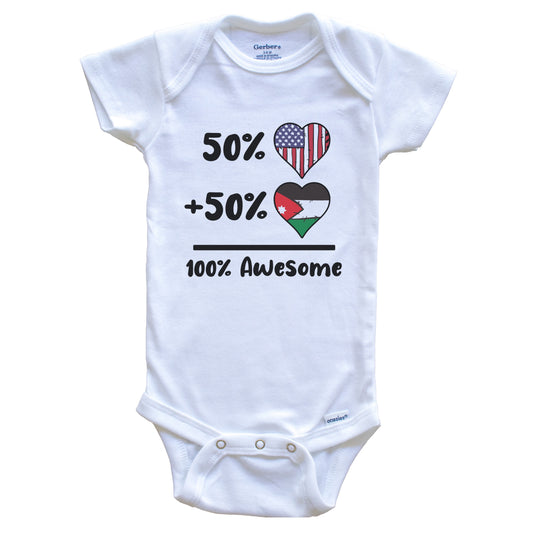 50% American 50% Jordanian 100% Awesome Jordan Heart Flag Baby Onesie