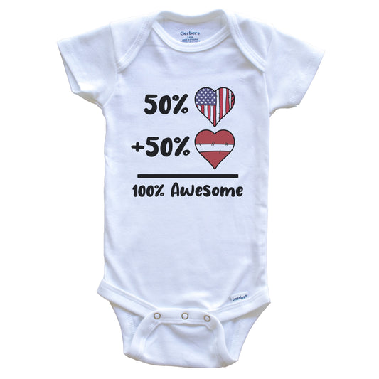 50% American 50% Latvian 100% Awesome Latvia Heart Flag Baby Onesie