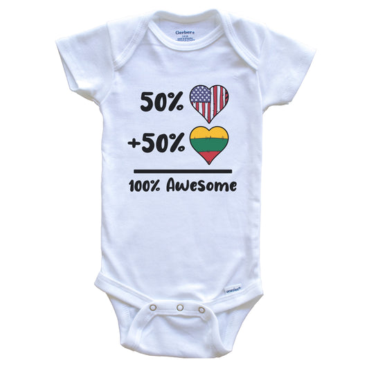 50% American 50% Lithuanian 100% Awesome Lithuania Heart Flag Baby Onesie
