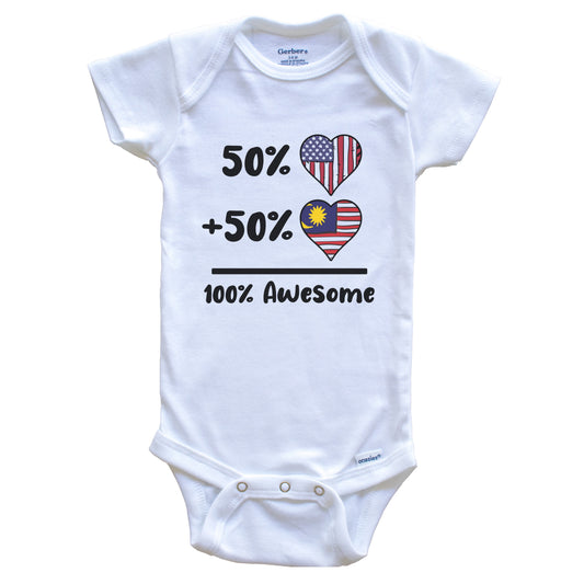 50% American 50% Malaysian 100% Awesome Malaysia Heart Flag Baby Onesie