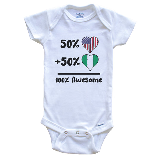 50% American 50% Nigerian 100% Awesome Nigeria Heart Flag Baby Onesie