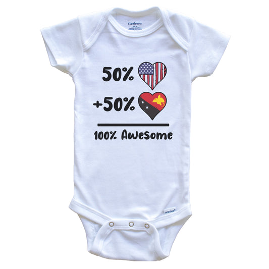 50% American 50% Papuan 100% Awesome Papua New Guinea Heart Flag Baby Onesie