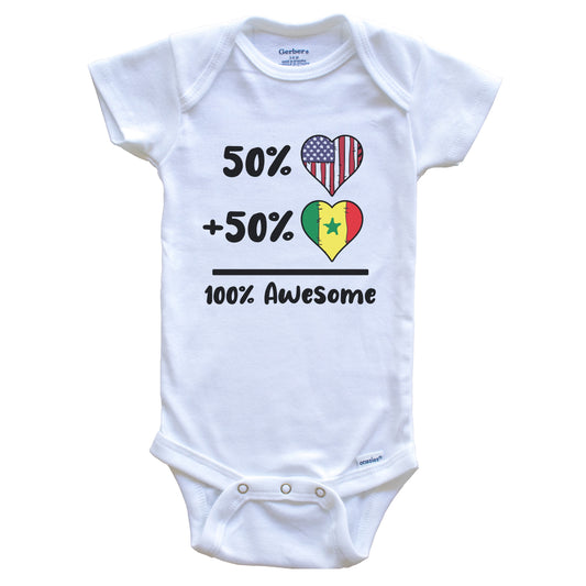 50% American 50% Senegalese 100% Awesome Senegal Heart Flag Baby Onesie