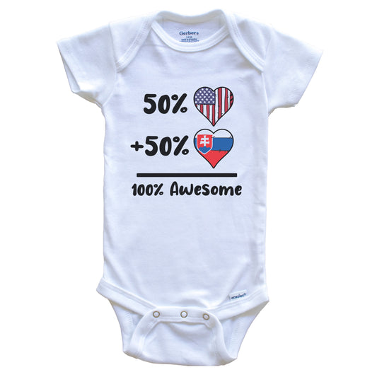50% American 50% Slovakian 100% Awesome Slovakia Heart Flag Baby Onesie