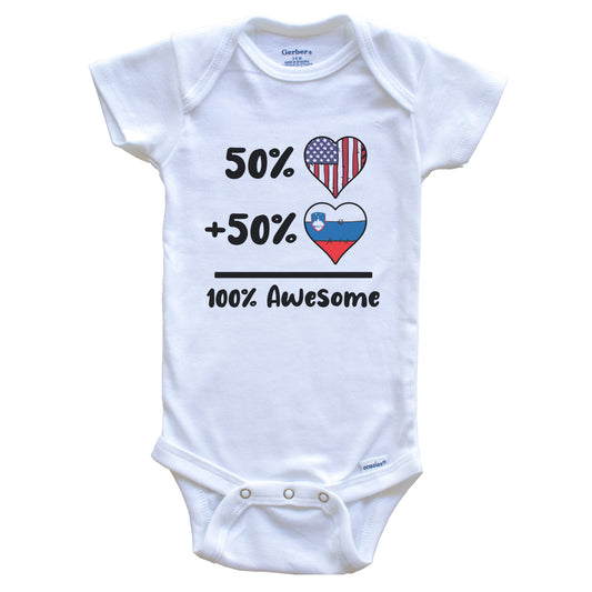 50% American 50% Slovenian 100% Awesome Slovenia Heart Flag Baby Onesie