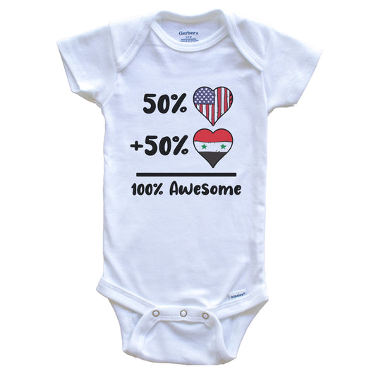 50% American 50% Syrian 100% Awesome Syria Heart Flag Baby Onesie