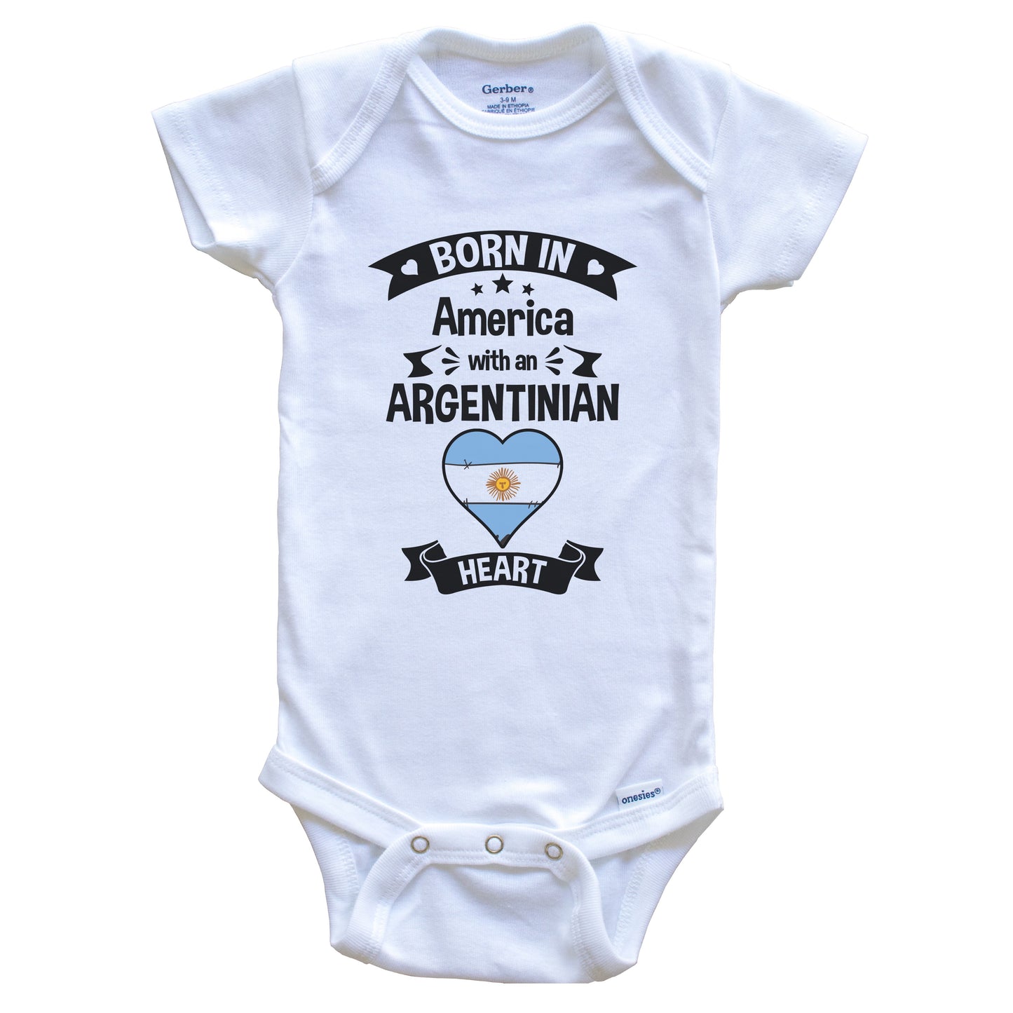 Born In America With An Argentinian Heart Baby Onesie