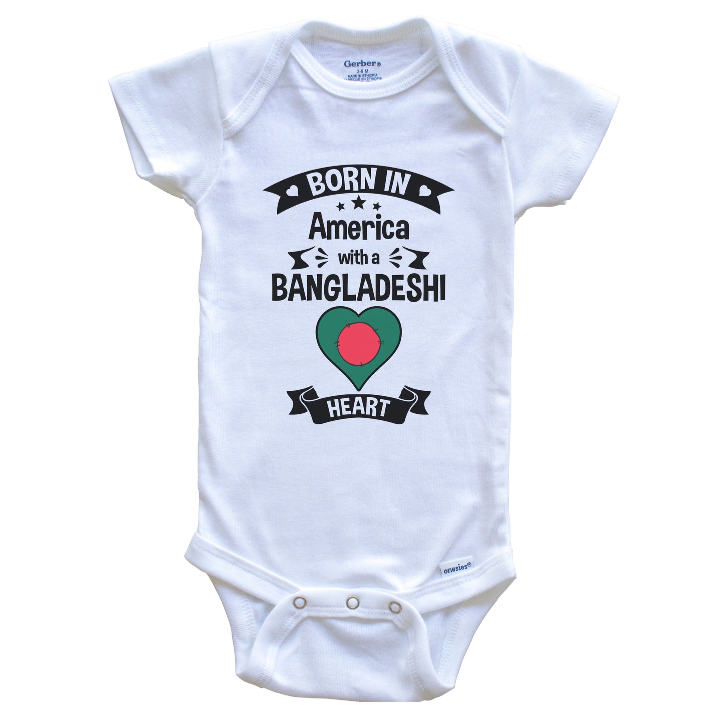 Born In America With A Bangladeshi Heart Baby Onesie