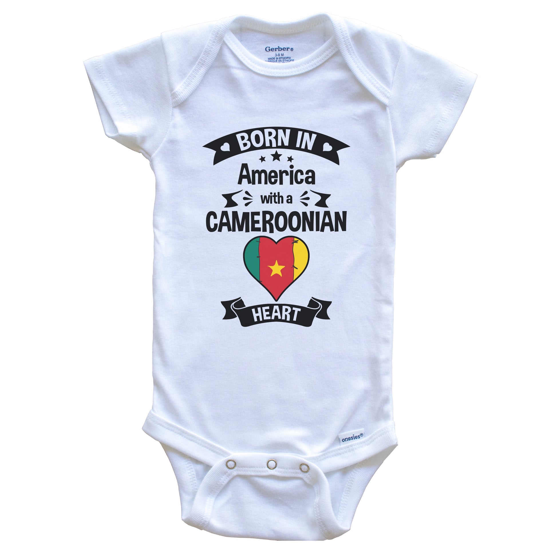 Born In America With A Cameroonian Heart Baby Onesie