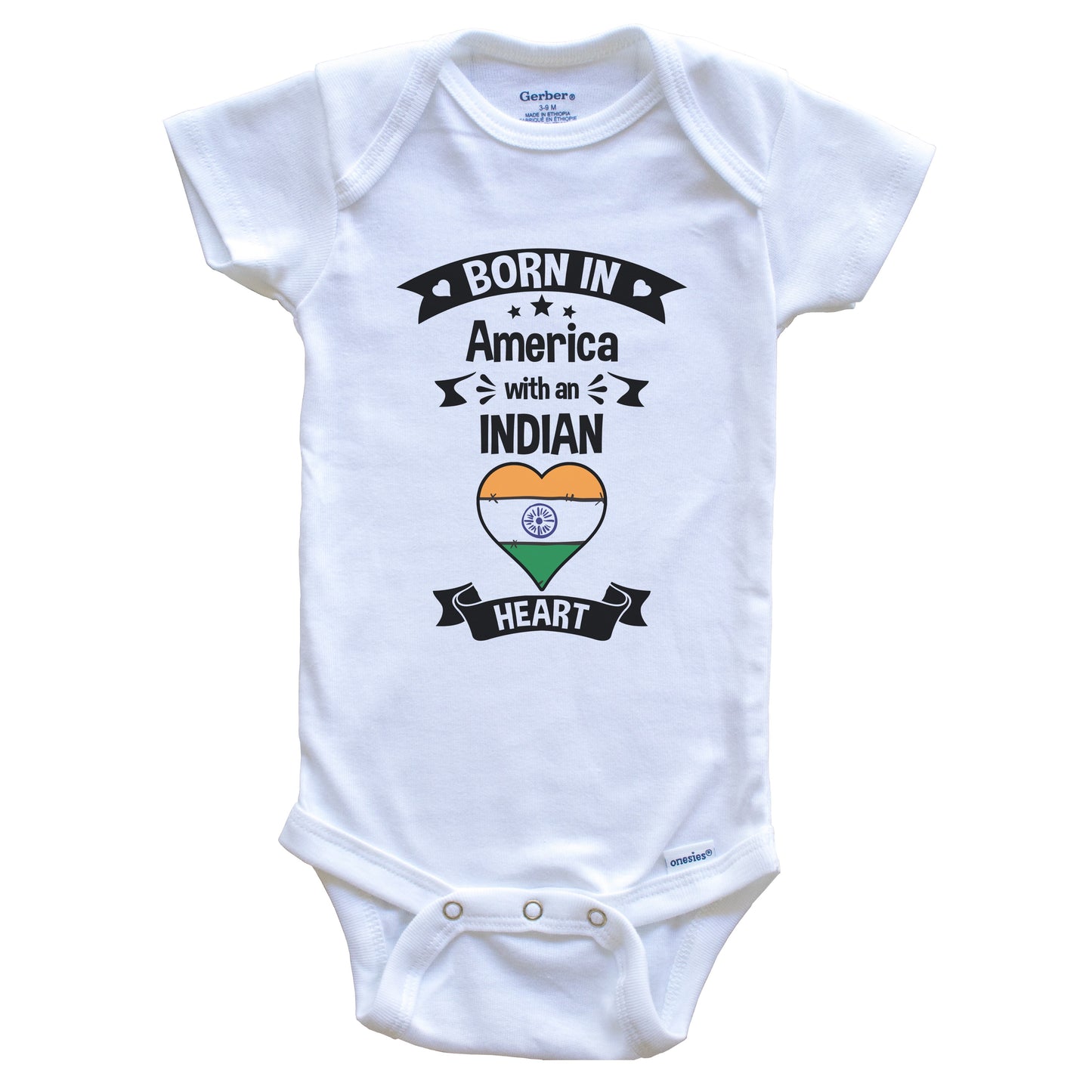 Born In America With An Indian Heart Baby Onesie