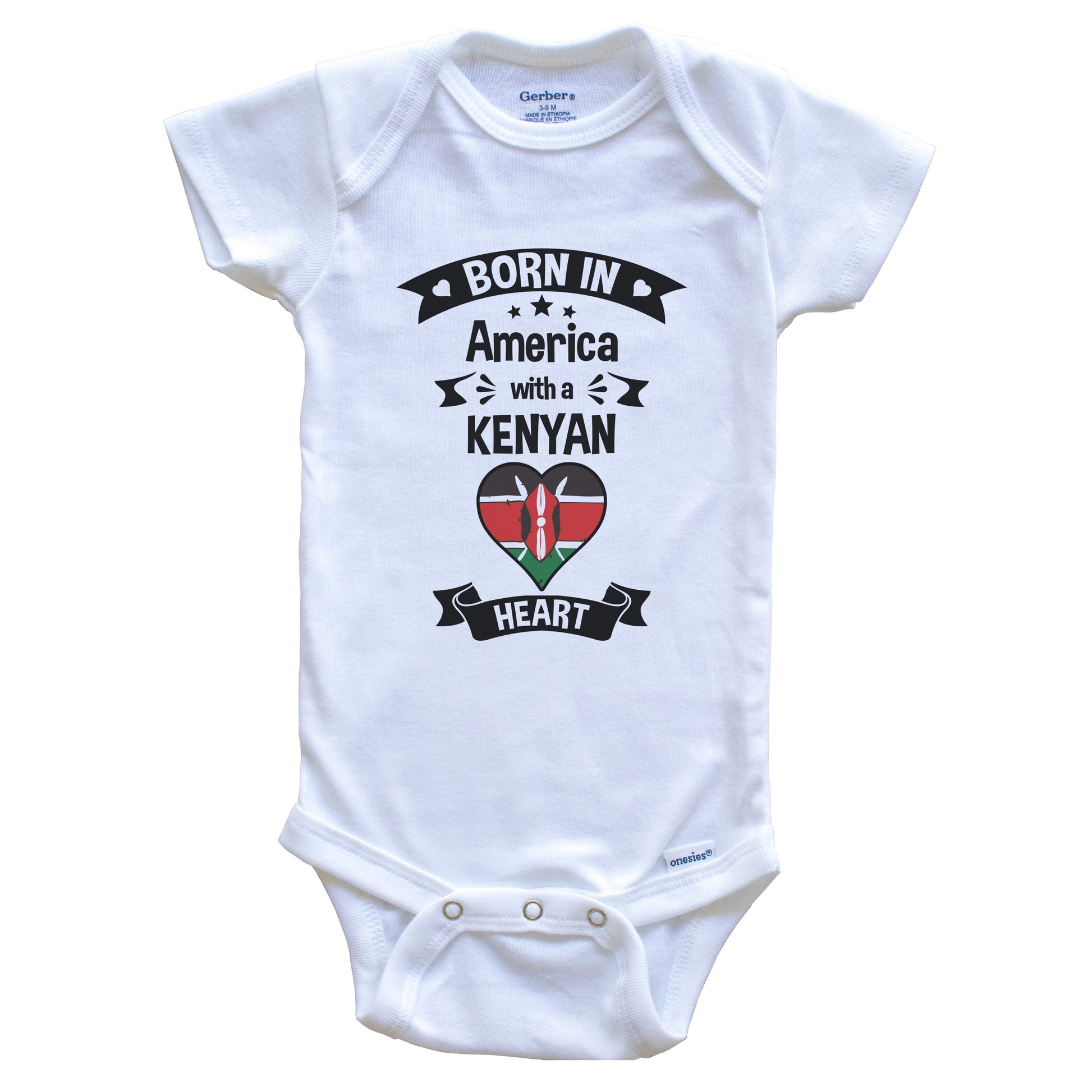 Born In America With A Kenyan Heart Baby Onesie