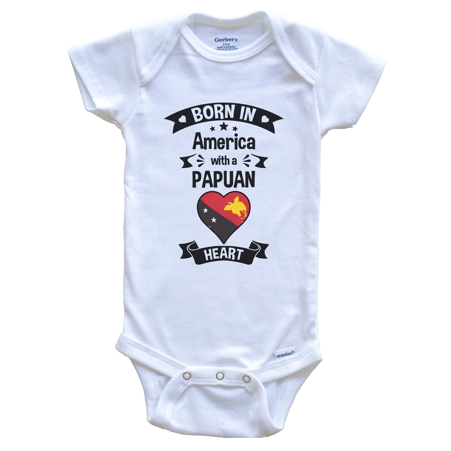 Born In America With A Papuan Heart Baby Onesie