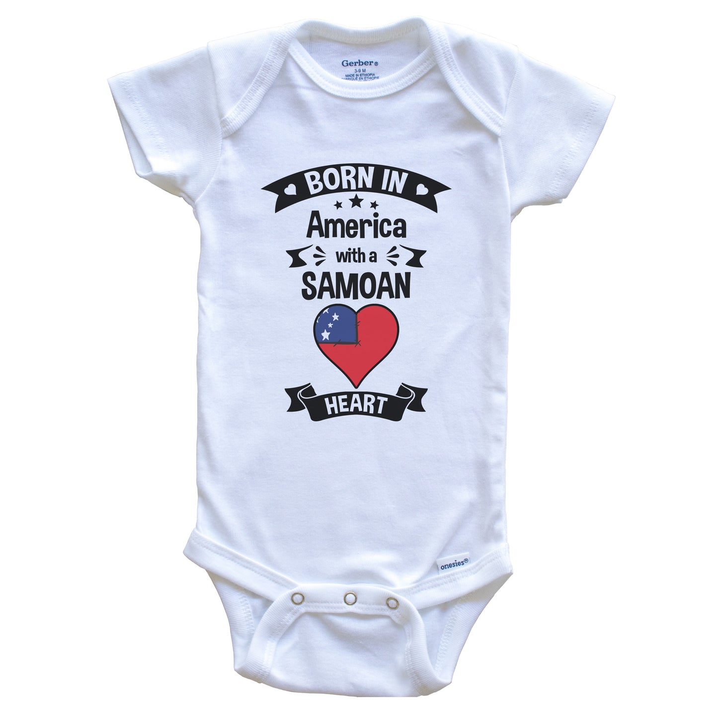 Born In America With A Samoan Heart Baby Onesie
