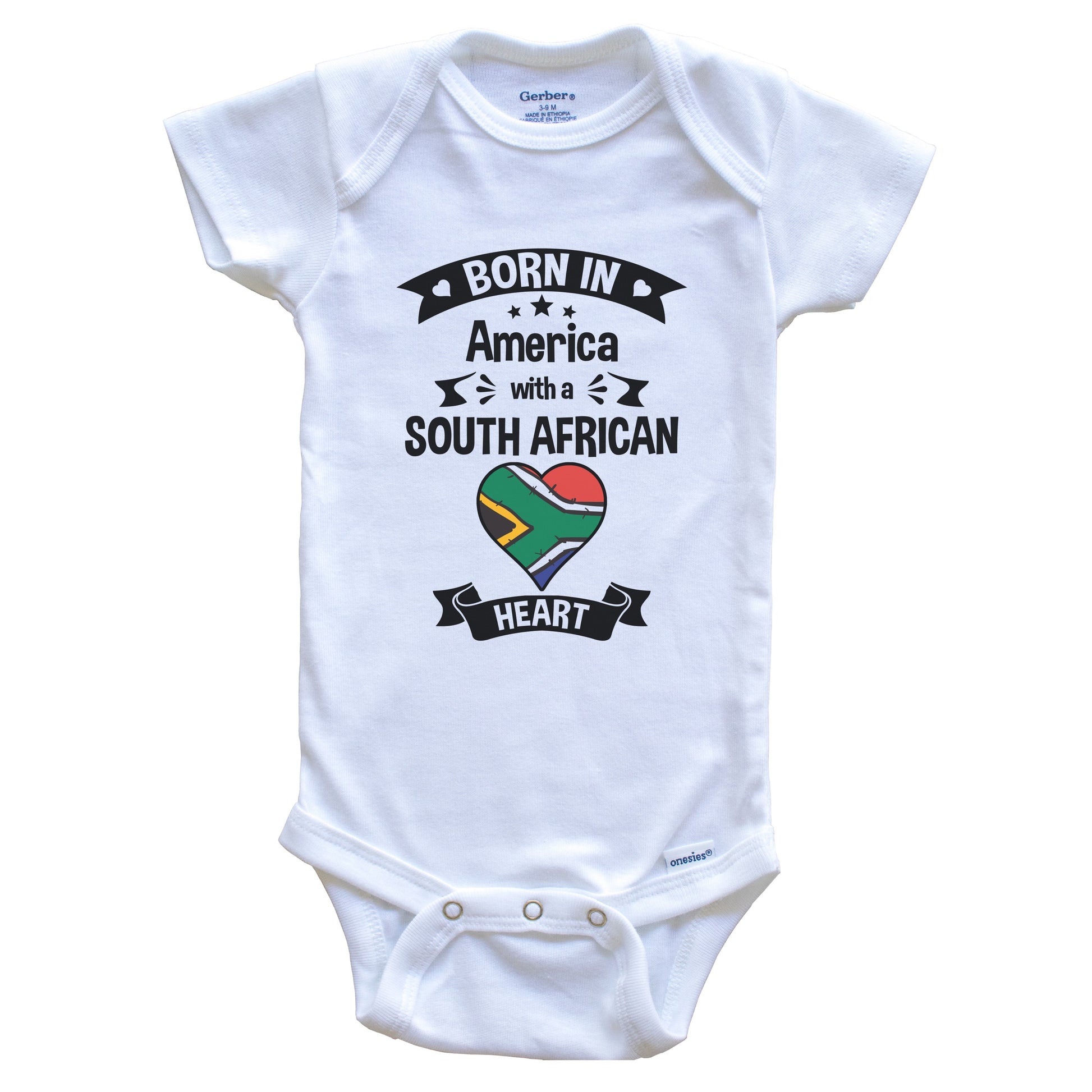 Born In America With A South African Heart Baby Onesie