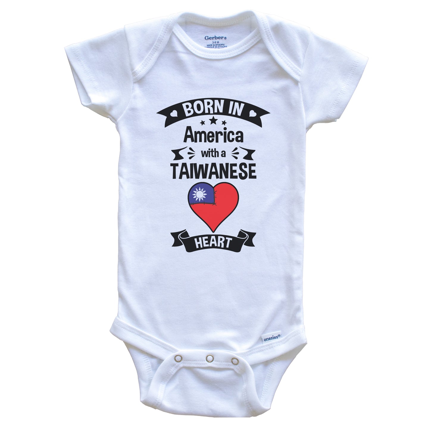 Born In America With A Taiwanese Heart Baby Onesie