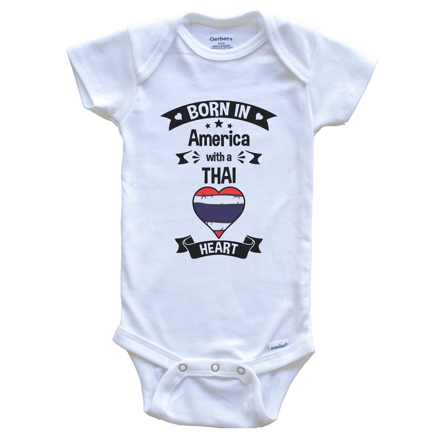 Born In America With A Thai Heart Baby Onesie