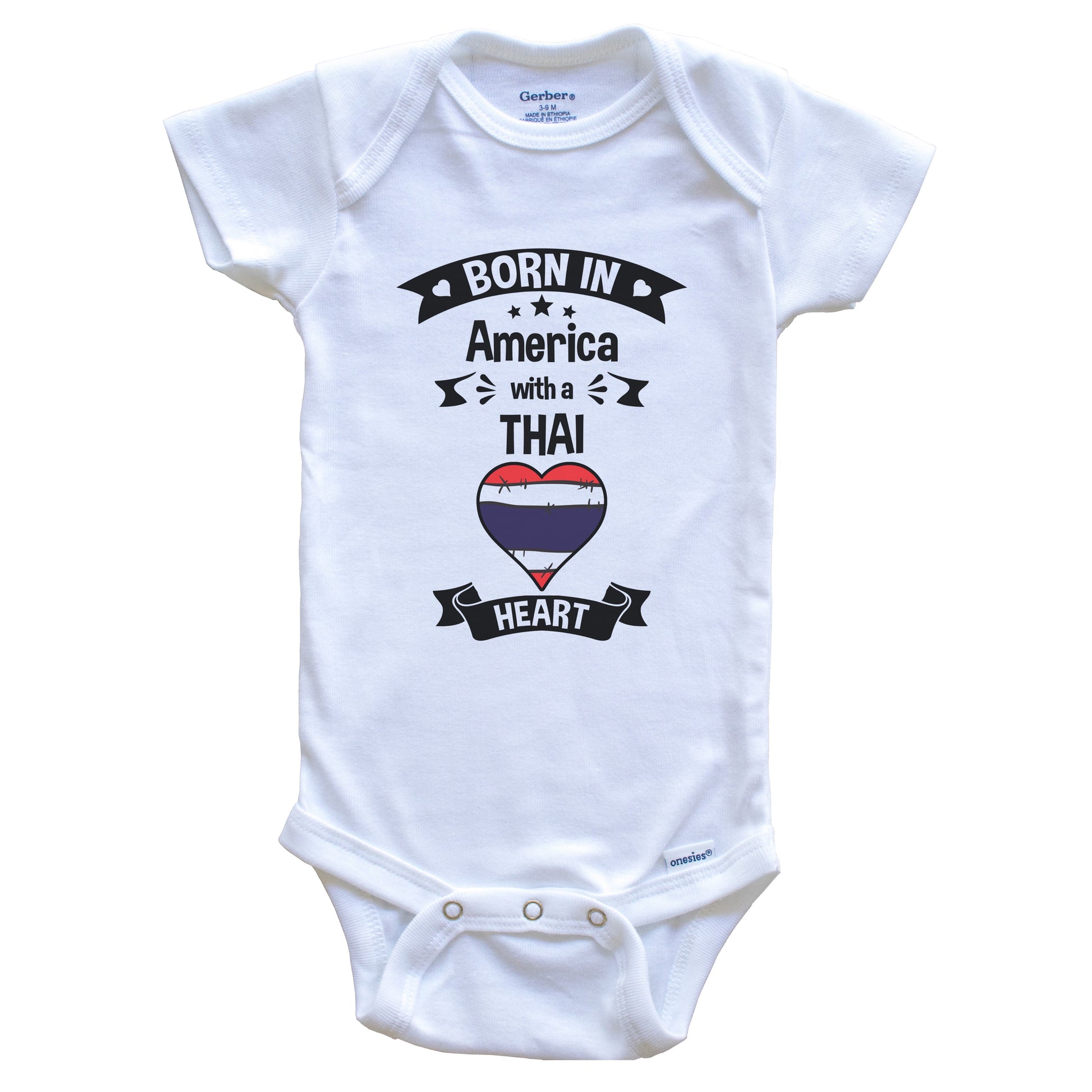 Born In America With A Thai Heart Baby Onesie