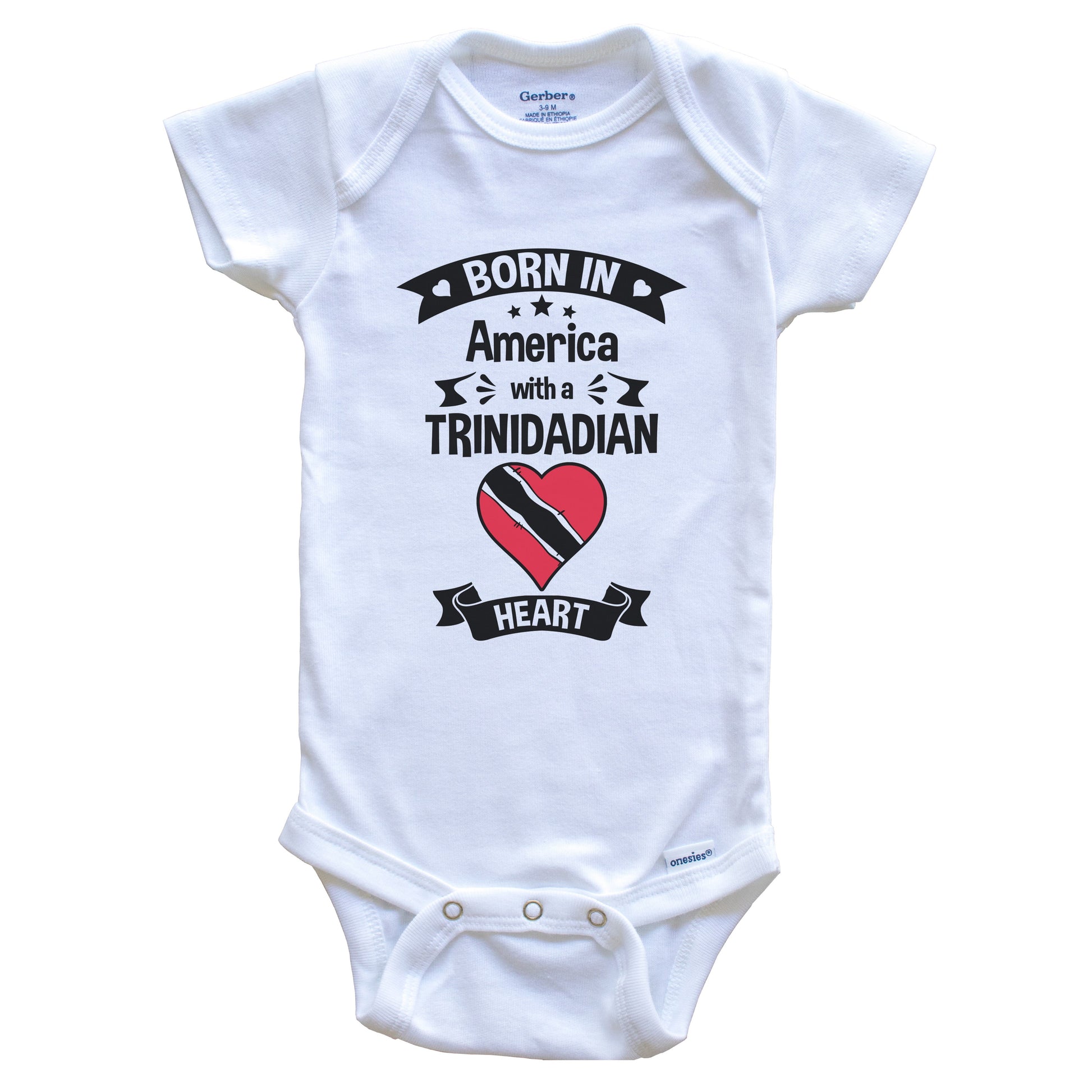 Born In America With A Trinidadian Heart Baby Onesie