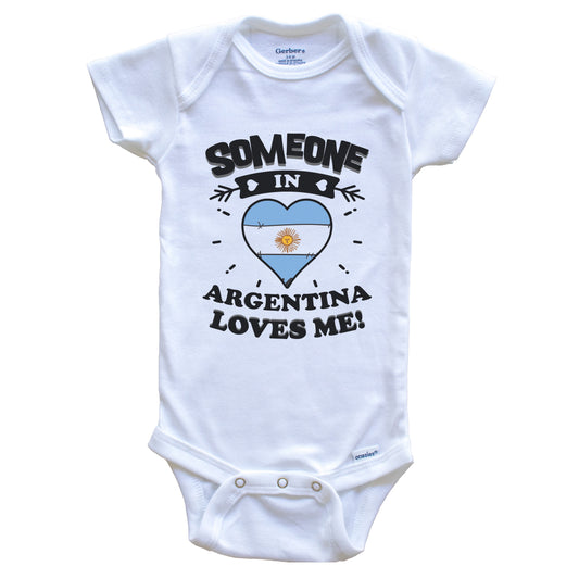 Someone In Argentina Loves Me Argentinian Flag Heart Baby Onesie