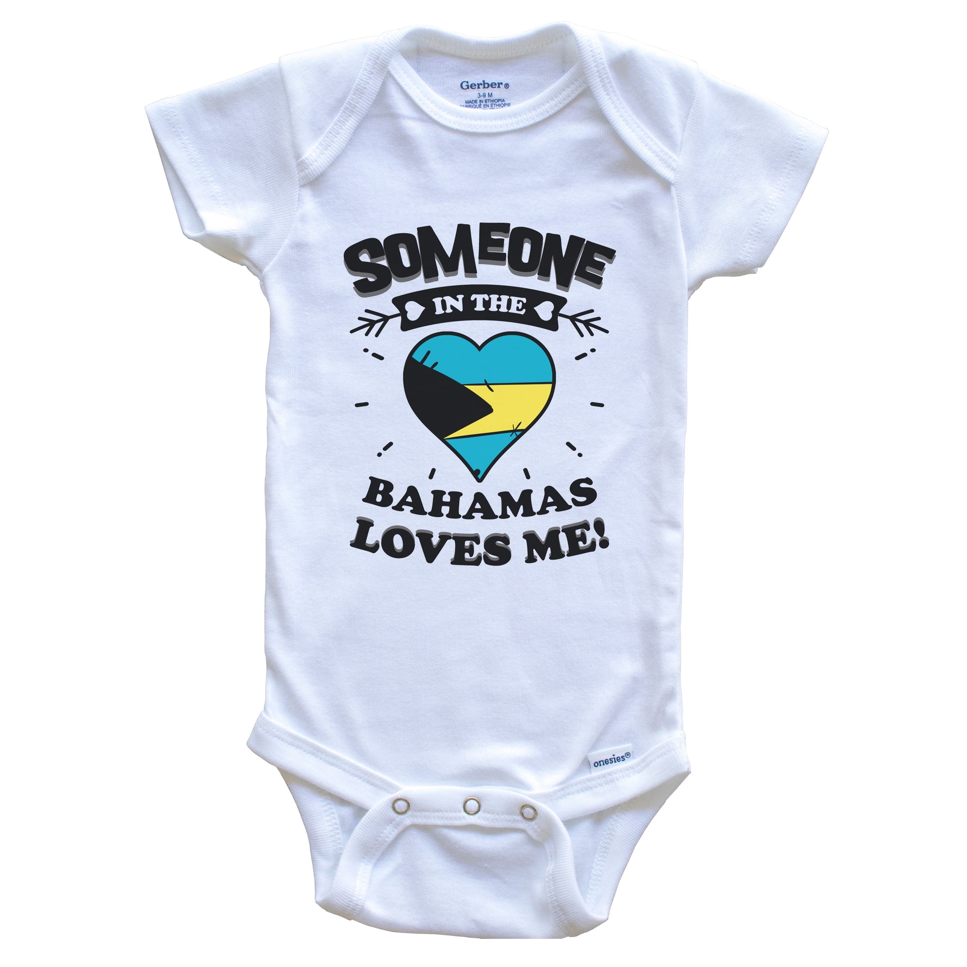 Someone In the Bahamas Loves Me Bahamian Flag Heart Baby Onesie