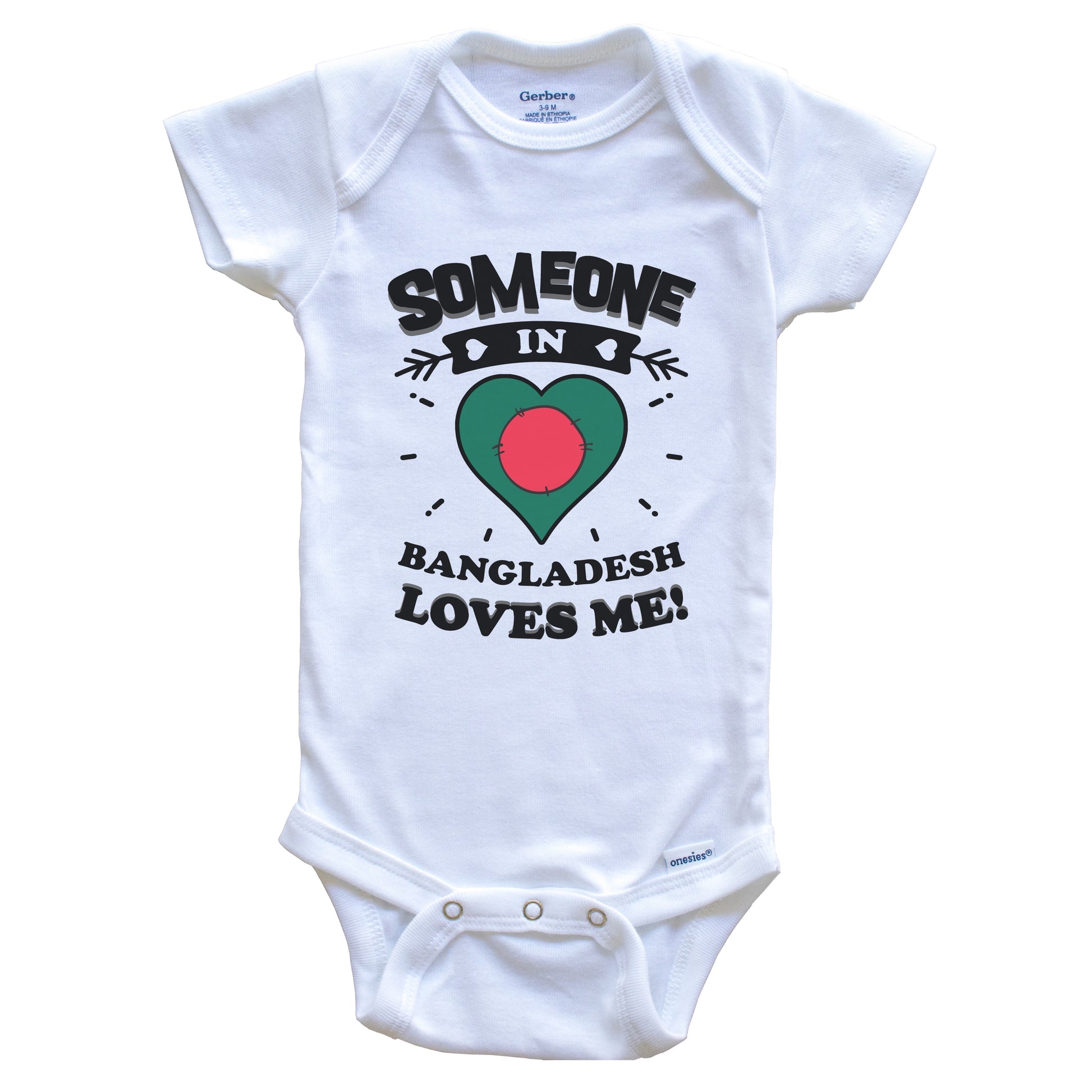 Someone In Bangladesh Loves Me Bangladeshi Flag Heart Baby Onesie