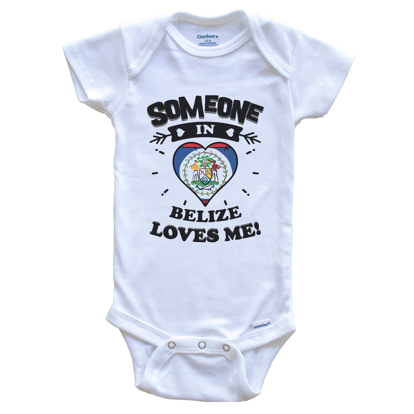 Someone In Belize Loves Me Belizean Flag Heart Baby Onesie