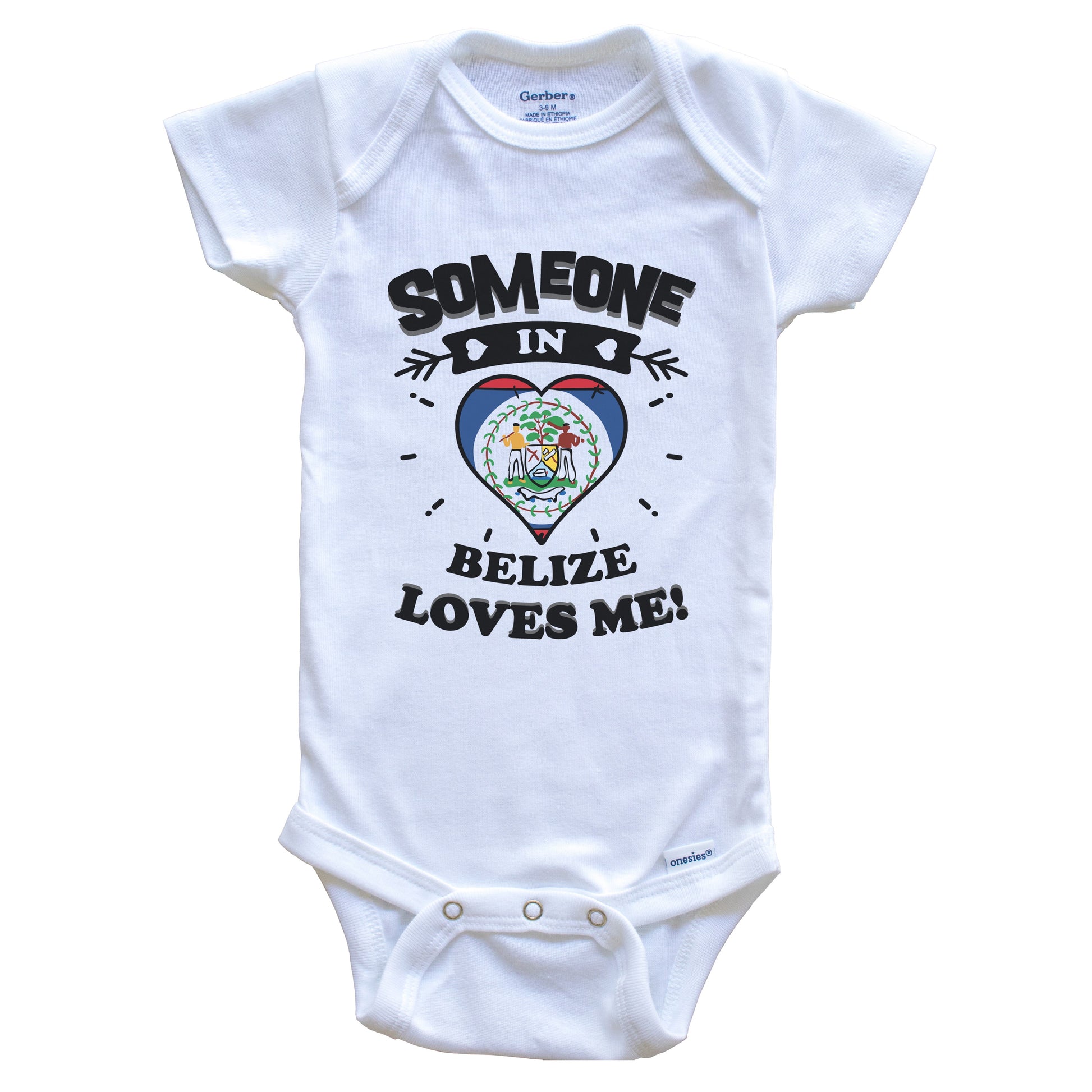 Someone In Belize Loves Me Belizean Flag Heart Baby Onesie